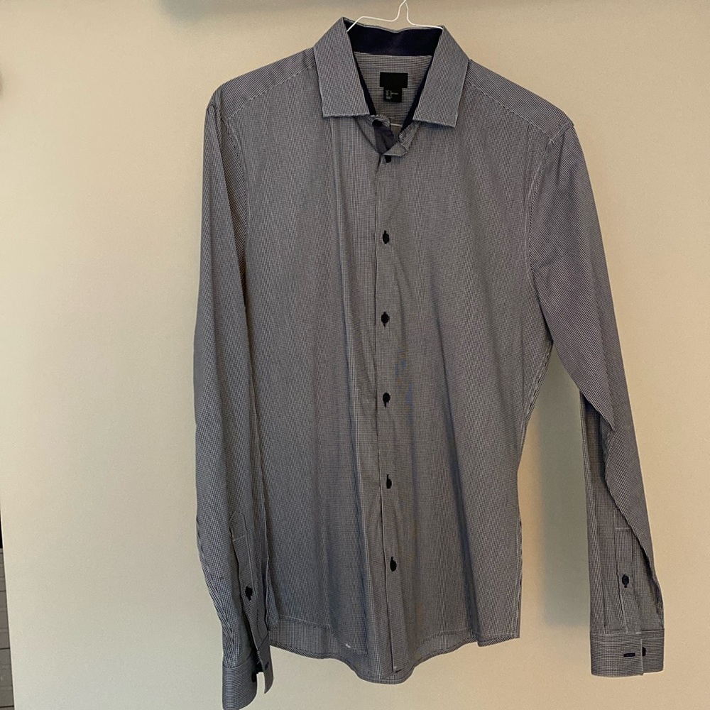 H&M men’s blue checkered button down